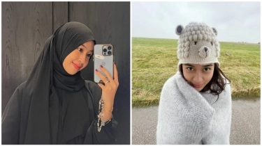 Beda Gaya Adiba Khanza dan Azizah Salsha Susul Suami ke Qatar: Gamis Hitam vs Dress Ketat Seksi