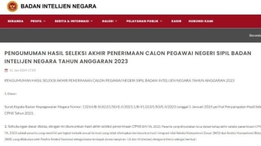 Link Pengumuman Hasil Akhir CPNS BIN 2023, File PDF Lengkap Peserta yang Lulus