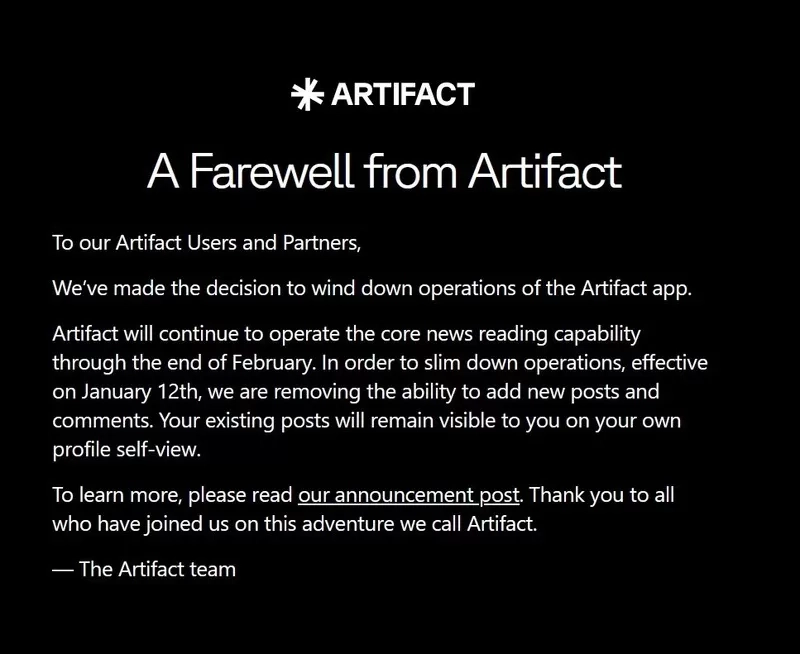 Aplikasi Berita Artifact Milik Pendiri Instagram Resmi Berhenti Beroperasi, Hal Ini Jadi Alasannya