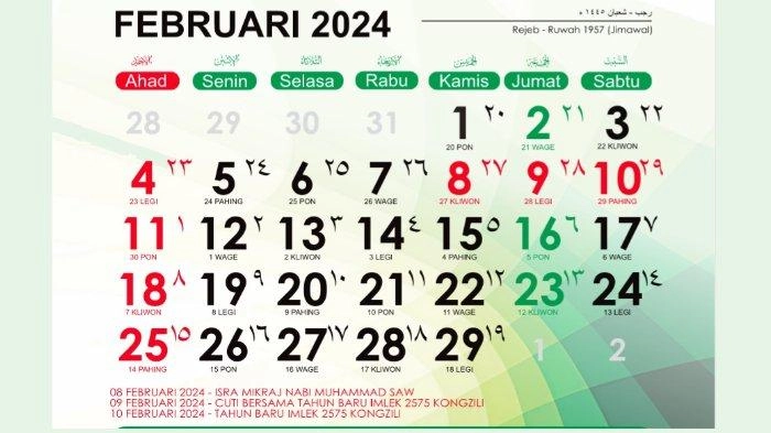 Daftar Hari Besar Nasional dan Internasional Februari 2024