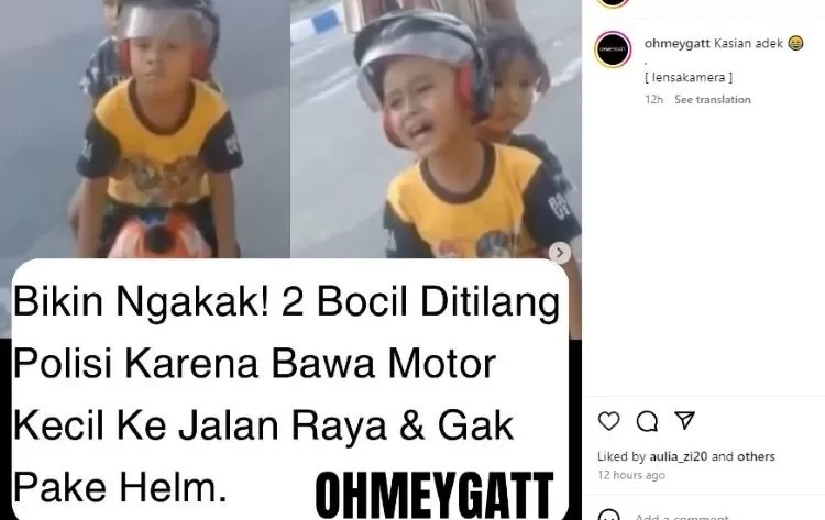 Viral Video Bocil TK Bawa Motor Ditilang Polisi, Jawaban si Bocah Bikin Netizen Jadi Gemes