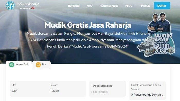 Jadwal Keberangkatan Mudik Gratis 2024 Jasa Raharja, dengan Kereta Api dan Bus