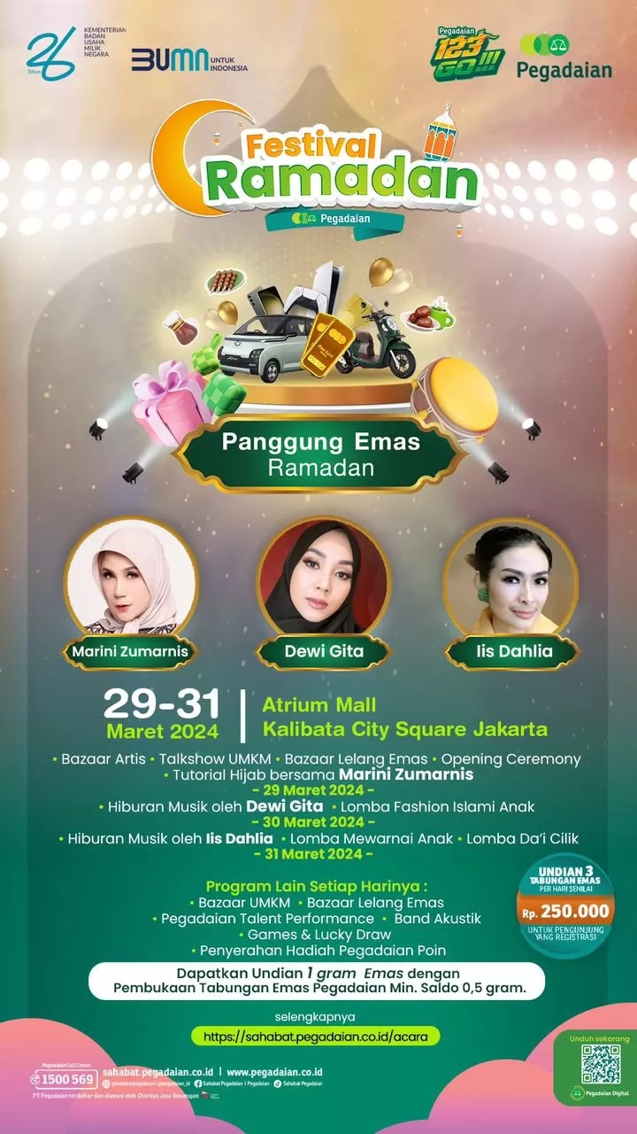 Panggung Emas Ramadan Pegadaian Kanwil IX Jakarta 2 Bertabur Hadiah, Catat Lokasi dan Tanggalnya