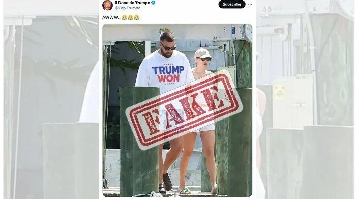 Viral Foto Pacar Taylor Swift Kenakan Kaus Putih Bertuliskan Donald Trump Menang, Ternyata Editan