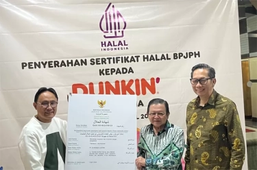 Dunkin Terima Sertifikat Halal dari BPJPH Berlaku Seumur Hidup
