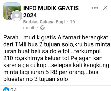 Viral Seorang Pemudik yang Ceritakan Mudik Gratis Alfamart Tapi Meminta Iuran Tol, Begini Klarifikasi dari Sopir Bus