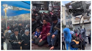 Suasana Lebaran di Gaza, Hujan Lebat Guyur Warga Gaza saat Salat Idul Fitri 1445 H