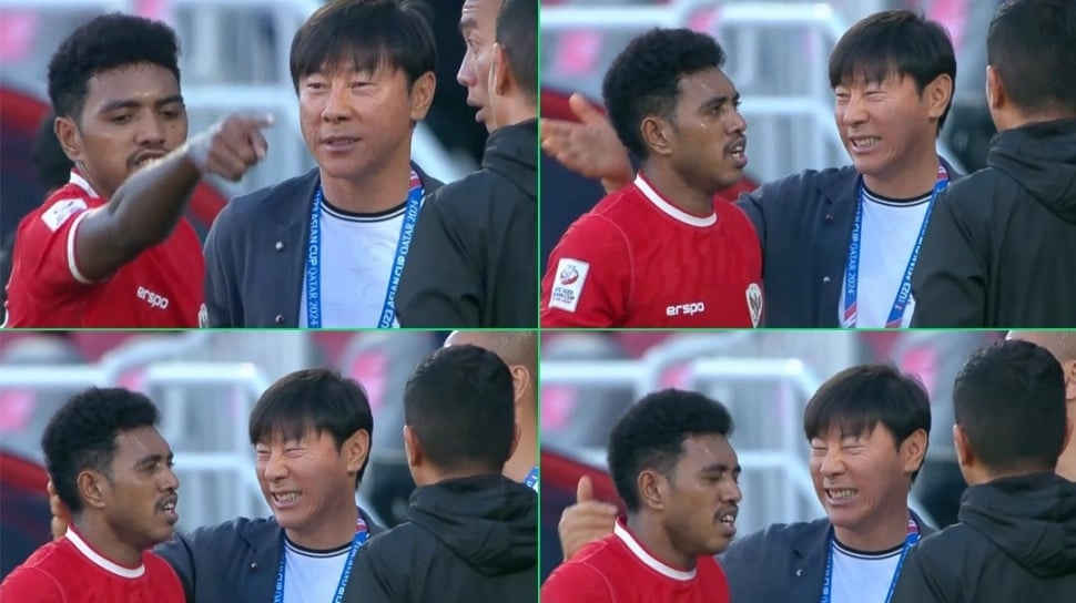Momen Kocak Kelly Sroyer Kena Keplak Shin Tae-yong di Pinggir Lapangan
