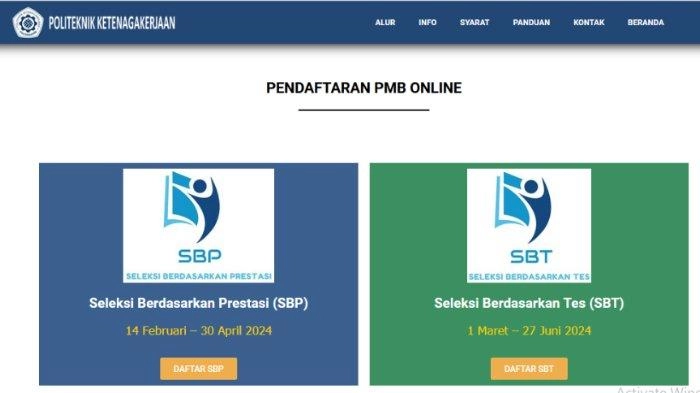 Pendaftaran Polteknaker 2024 Jalur Prestasi Masih Dibuka, Diperpanjang hingga 30 April 2024