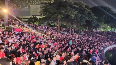 Warga Berbondong-bondong Padati Lapangan Banteng Nonton Semi Final AFC U-23 Indonesia VS Uzbekistan