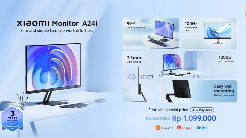 Xiaomi Rilis Monitor Baru ke Indonesia, Harga Cuma Sejuta