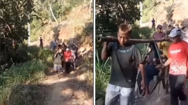 Viral! Nenek di Ponorogo Penuh Perjuangan untuk Berobat, Ditandu Lewat Jalan Ekstrem