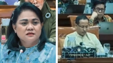 Ekspresi Nadiem Makarim yang Kena Semprot Anggota DPR RI Anita Jacoba Gah, Tertunduk Lesu saat Minta Tambahan Anggaran