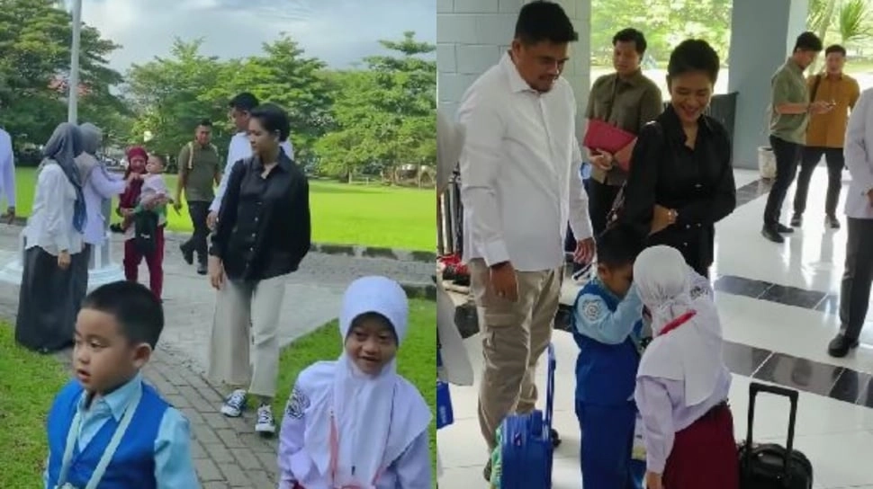 Antar Anak ke Sekolah Baru, Penampilan Kahiyang Ayu Curi Perhatian