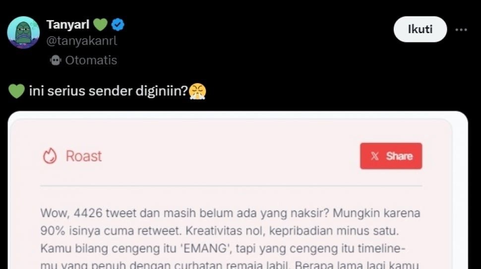 Cara Buat Tweet Roast di X, Jadi Ajang AI Sindir Pemilik Akun