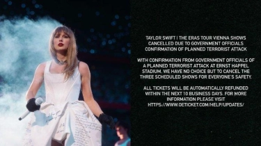 Taylor Swift Batal Konser di Austria, Diduga Ada Rencana Serangan Teror, 2 Terduga Pelaku Ditangkap