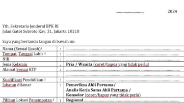 Format Surat Lamaran CPNS Bawaslu 2024 dan Link Download Format Word