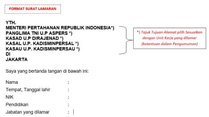 Format Surat Lamaran CPNS Kemenhan 2024, Alokasi Formasi yang Dibutuhkan Ada 6.566