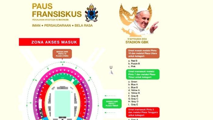 Panduan Misa Agung Paus Fransiskus di GBK, 5 September 2024, Cek Akses Masuk dan Denah Tempat Duduk