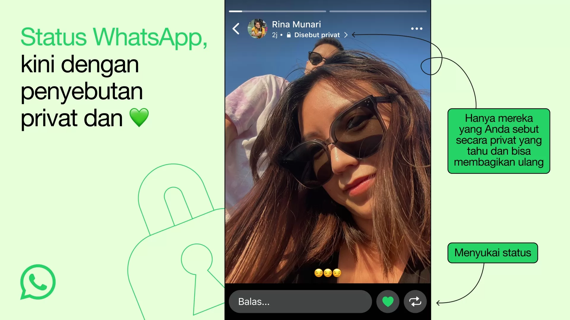 Seperti di Instagram Stories, WhatsApp Akhirnya Rilis Fitur Like di Mention Status dan Reshare untuk Pengguna