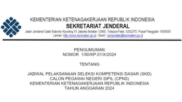 Link Pengumuman SKD CPNS Kemnaker 2024: Jadwal, Nama Peserta, Tilok dan Aturan