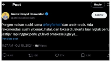 Cuitan Anies Ingin Makan Sushi Bareng Istri & Anak, tapi Bukan Omakase, Sindir Erina Gudono?