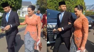 Gaya Nagita Slavina Dampingi Raffi Ahmad Dilantik Jadi Utusan Khusus Presiden, Berkebaya Oranye