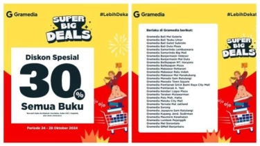 Gramedia Hadirkan Super Big Deals Sale 30 Persen, Diskon Fantastis di 29 Toko