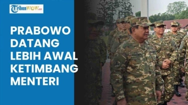 Video Prabowo Datang Lebih Awal Ketimbang Para Menteri, Ikut Baris-berbaris dengan Gibran di Akmil