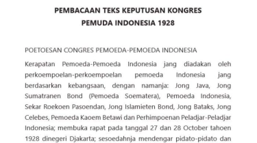 Teks Sumpah Pemuda PDF Lengkap Dibacakan di Upacara Hari Sumpah Pemuda 2024