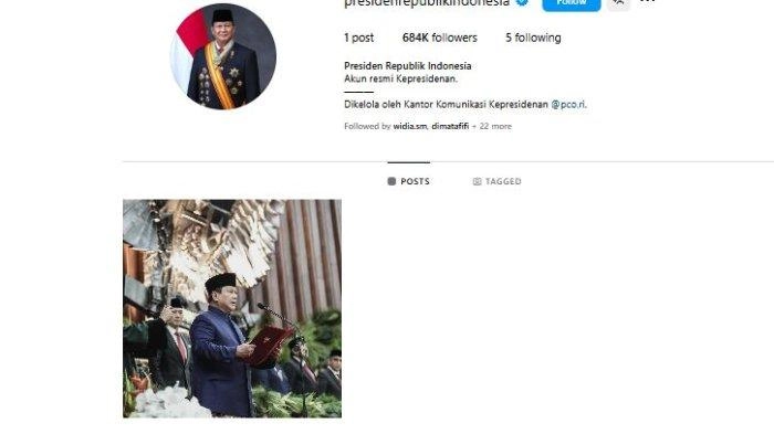 Istana Sebut Akun Resmi Instagram Presiden Prabowo Mirip Seperti Potus di AS