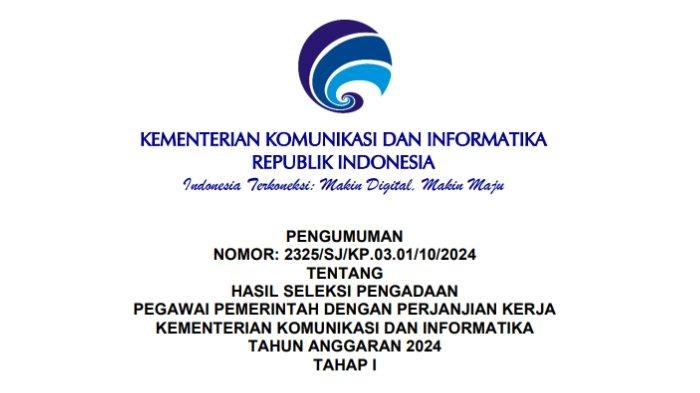 Link Hasil Seleksi Administrasi PPPK Kementerian Kominfo 2024 Tahap 1, Cek Nama Peserta yang Lulus