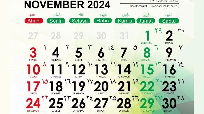 Hari Besar Nasional-Internasional November 2024, Lengkap dengan Tanggal Merah Hari Libur Nasional