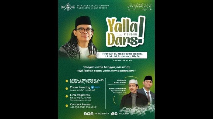 Webinar Hari Santri PCINU Suriah: Gus Nadir Serukan Santri Indonesia untuk Jadi Teladan Global