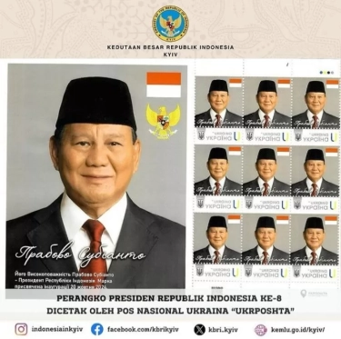 Sebagai Bentuk Penghormatan, Ukraina Luncurkan Kartu Pos dengan Foto Prabowo