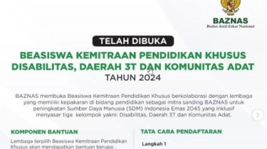Beasiswa Kemitraan Baznas 2024 Dibuka Khusus Disabilitas, Daerah 3T dan Komunitas Adat, Cek Syarat