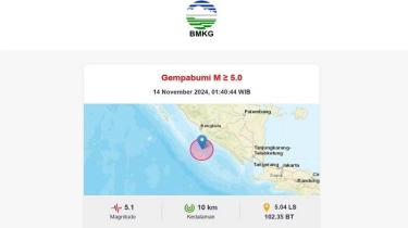Gempa Magnitudo 5,1 Guncang Bengkulu, BMKG Sebut Tak Berpotensi Tsunami