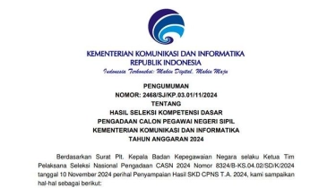 2 Link Cek Pengumuman SKD CPNS Kominfo 2024