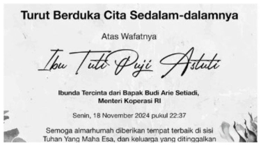 Kabar Duka, Ibunda Budi Arie Setiadi Meninggal Dunia pada Usia 76 Tahun