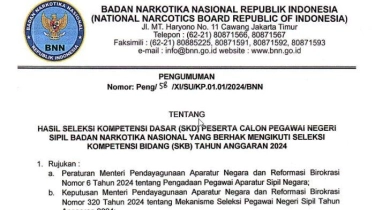 Link Pengumuman Hasil SKD CPNS BNN 2024, Cek Nama Pelamar yang Lolos Tes SKB