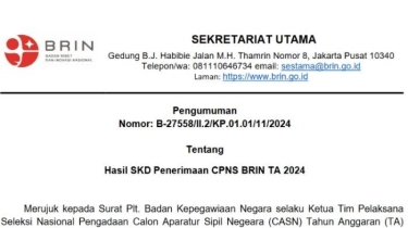 Pengumuman Hasil SKD CPNS BRIN 2024, Peserta Lolos Berhak Ikut SKB dan SKBT