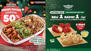 Promo Makanan Akhir Tahun: Yoshinoya Diskon 50 Persen, Wingstop Buy 1 Get 1, Janji Jiwa Rp15.000