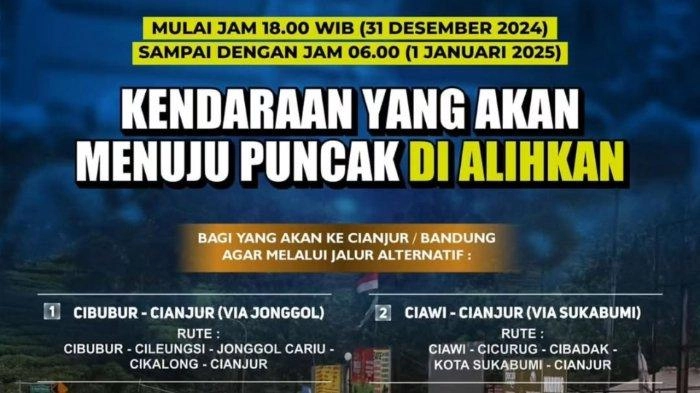 Rekayasa Lalu Lintas Puncak Bogor saat Malam Tahun Baru 31 Desember 2024