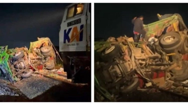 Saksi Mata: Muatan Truk Ekspedisi Overload Lalu Terbalik di Atas Rel Sebelum Tertabrak KA Sancaka