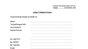 Form Surat Pernyataan untuk Daftar SPPI Batch 3 Tahun 2025, Ini Rincian Dokumen yang Harus Diunggah
