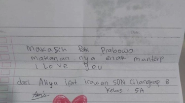Siswa SD Kota Depok Kirim Pesan Menyentuh ke Prabowo di Wadah Makan Bergizi Gratis