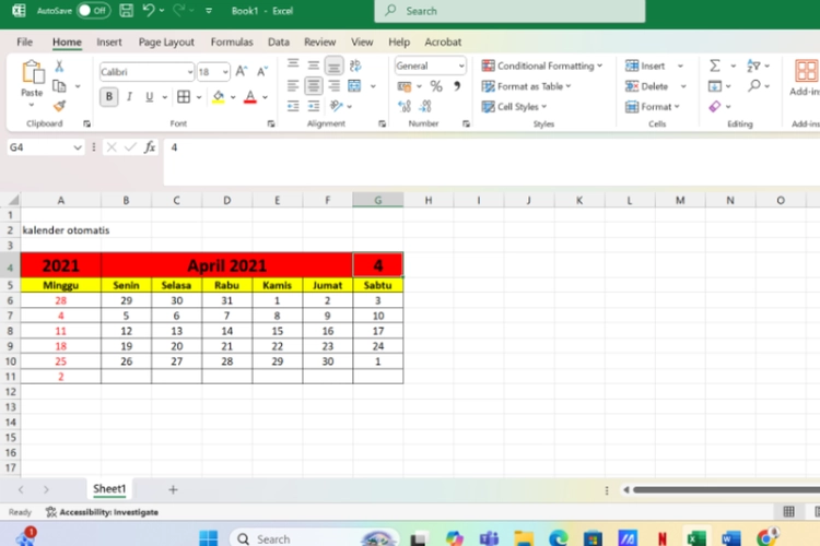 Cara Buat Kalender Otomatis di Microsoft Excel