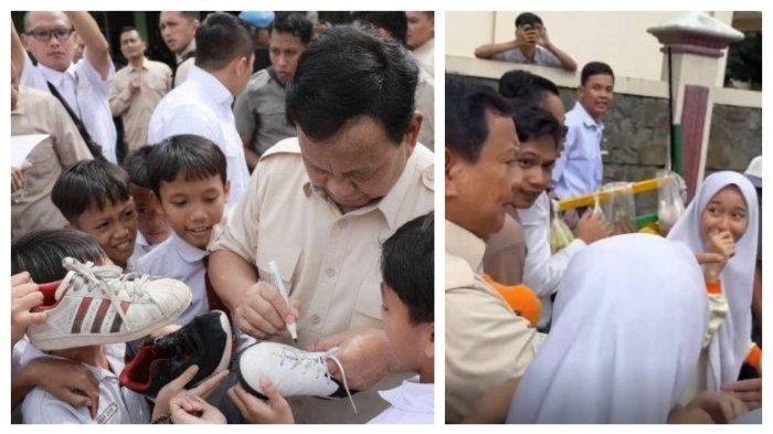 Presiden Prabowo Ladeni Permintaan Tanda Tangan di Sepatu hingga Dapat Boneka dari Pelajar