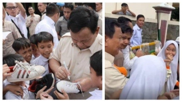 Presiden Prabowo Ladeni Permintaan Tanda Tangan di Sepatu hingga Dapat Boneka dari Pelajar