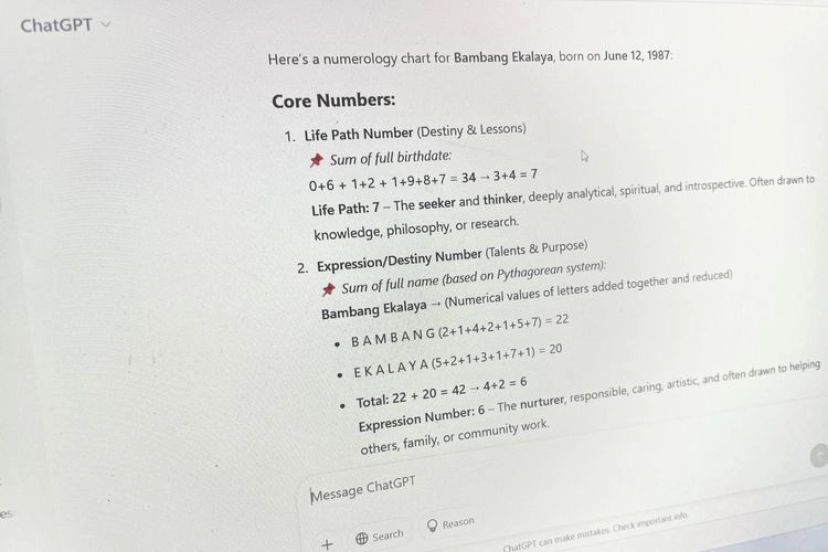 Cara Cek Numerologi di ChatGPT yang Lagi Ramai buat Baca Karakter Berdasar Angka